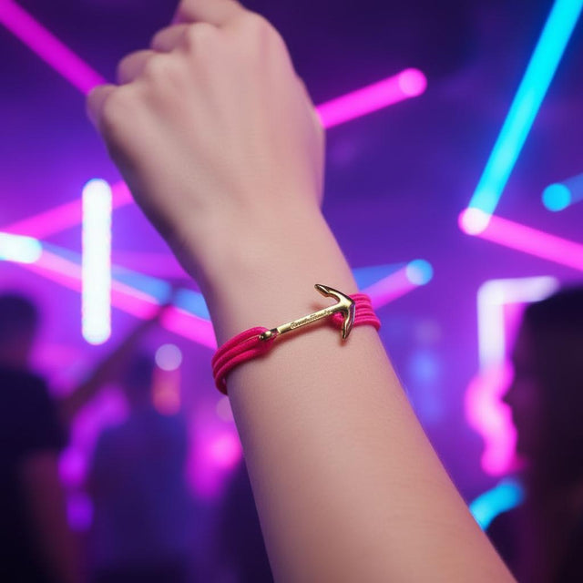 YACHT CREW medium anchor bracelet neon pink