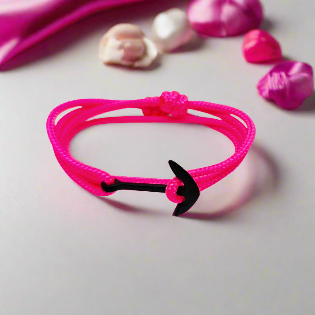 YACHT CREW medium anchor bracelet neon pink