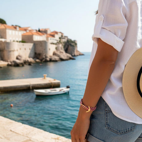 YACHT CREW medium anchor bracelet red white