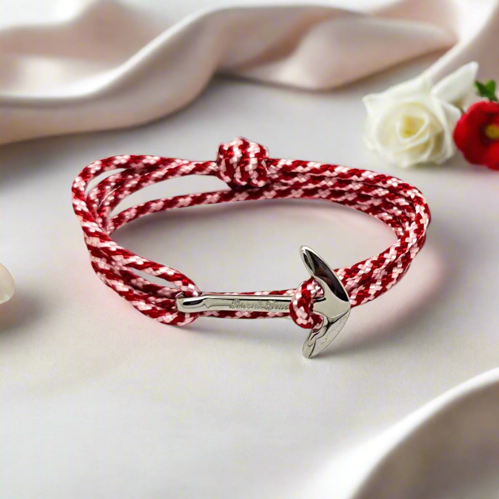 YACHT CREW medium anchor bracelet red white