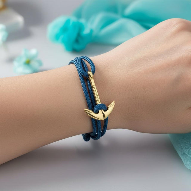 YACHT CREW medium anchor bracelet teal