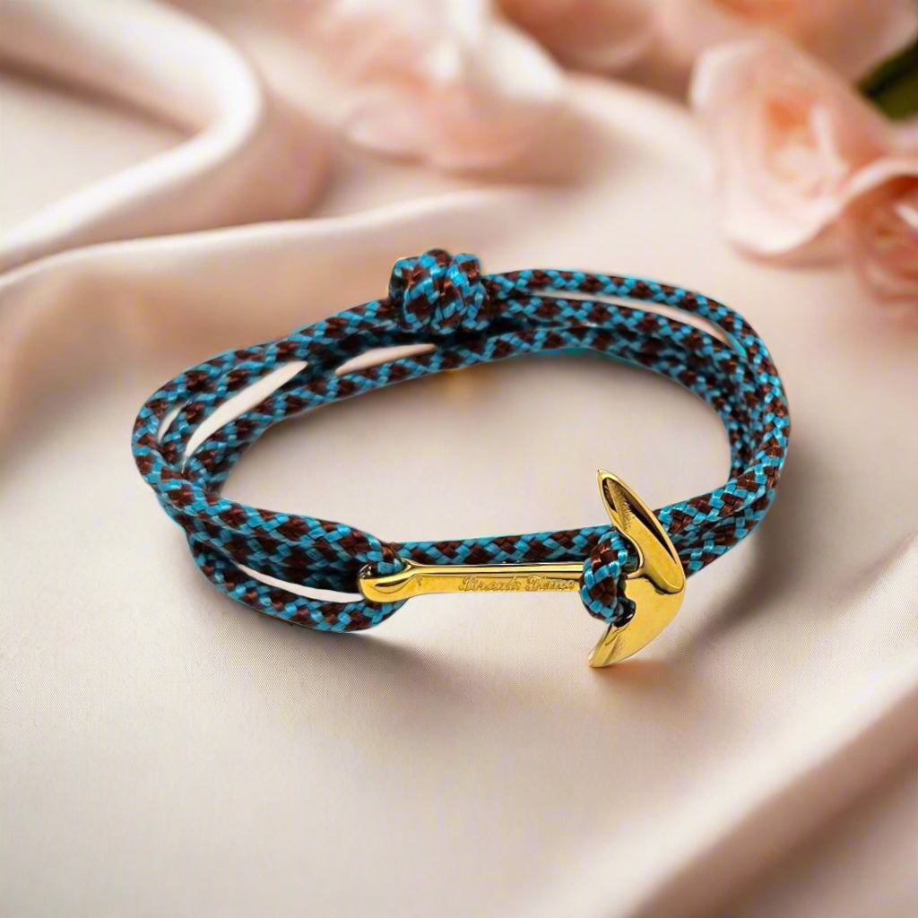 YACHT CREW medium anchor bracelet turquoise brown