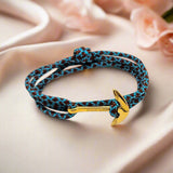 YACHT CREW medium anchor bracelet turquoise brown