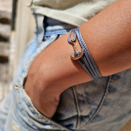 YACHT CREW mini anchor bracelet dark grey