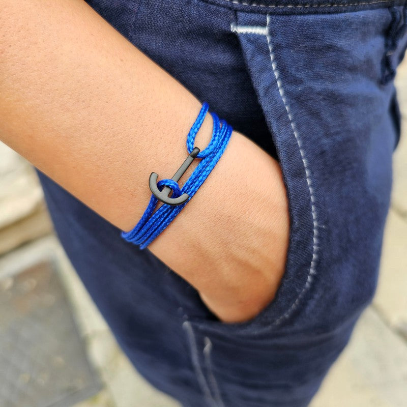 YACHT CREW mini anchor bracelet electric blue