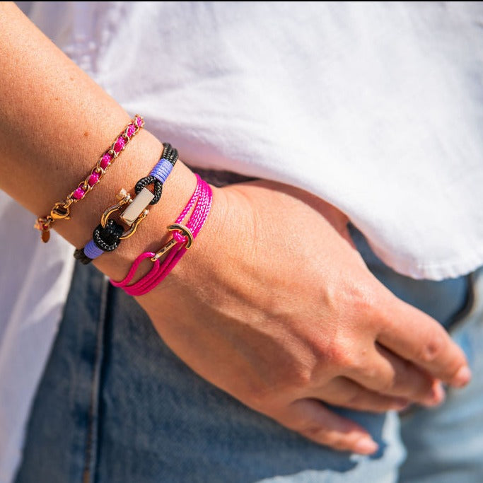 YACHT CREW mini anchor bracelet fuchsia