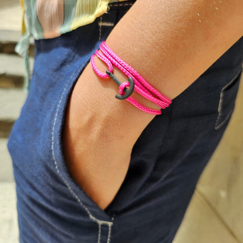 YACHT CREW mini anchor bracelet fuchsia