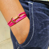 YACHT CREW mini anchor bracelet fuchsia