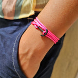 YACHT CREW mini anchor bracelet neon pink