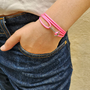 YACHT CREW mini anchor bracelet neon pink