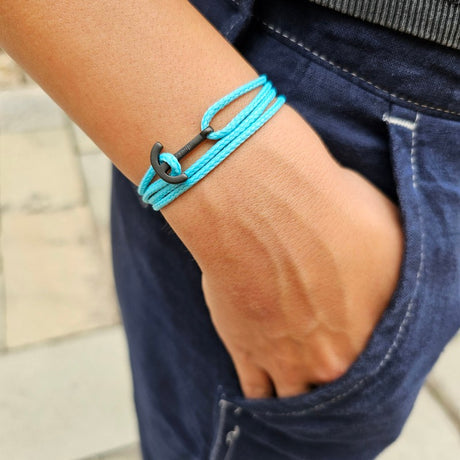 YACHT CREW mini anchor bracelet turquoise