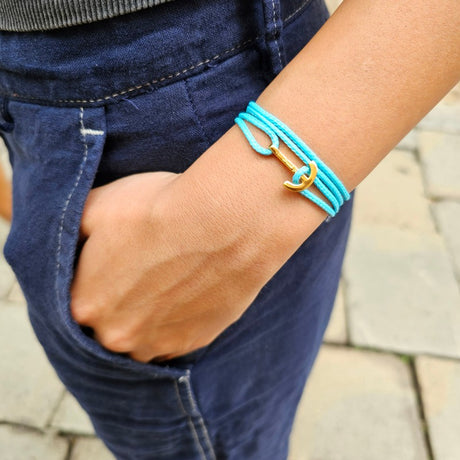 YACHT CREW mini anchor bracelet turquoise